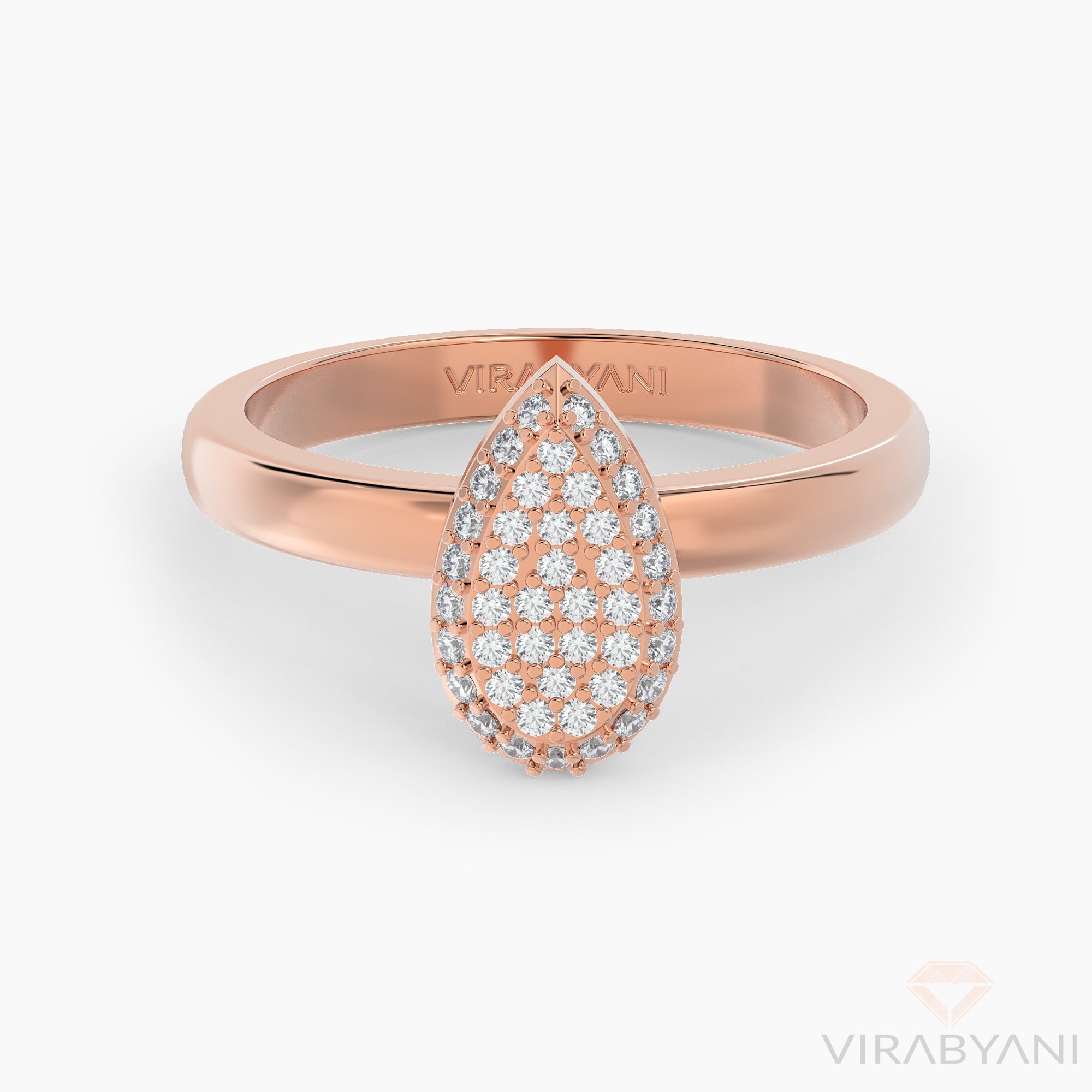 Pear Shaped AMoré Pavé Ring With 0.34ct. Diamonds-VIRABYANI