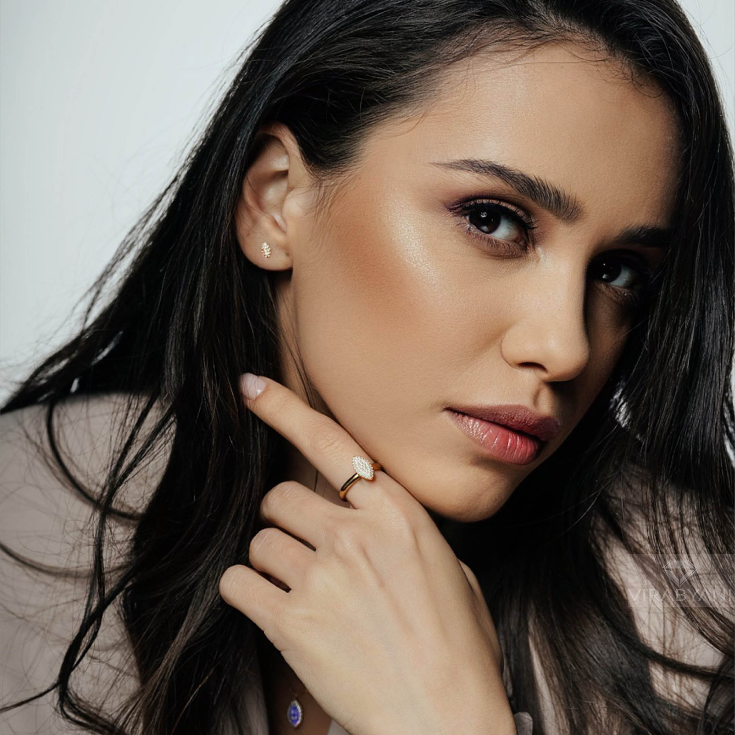 Marquise Shaped AMoré Pavé Stud Earrings With 0.20 ct. Diamonds-VIRABYANI