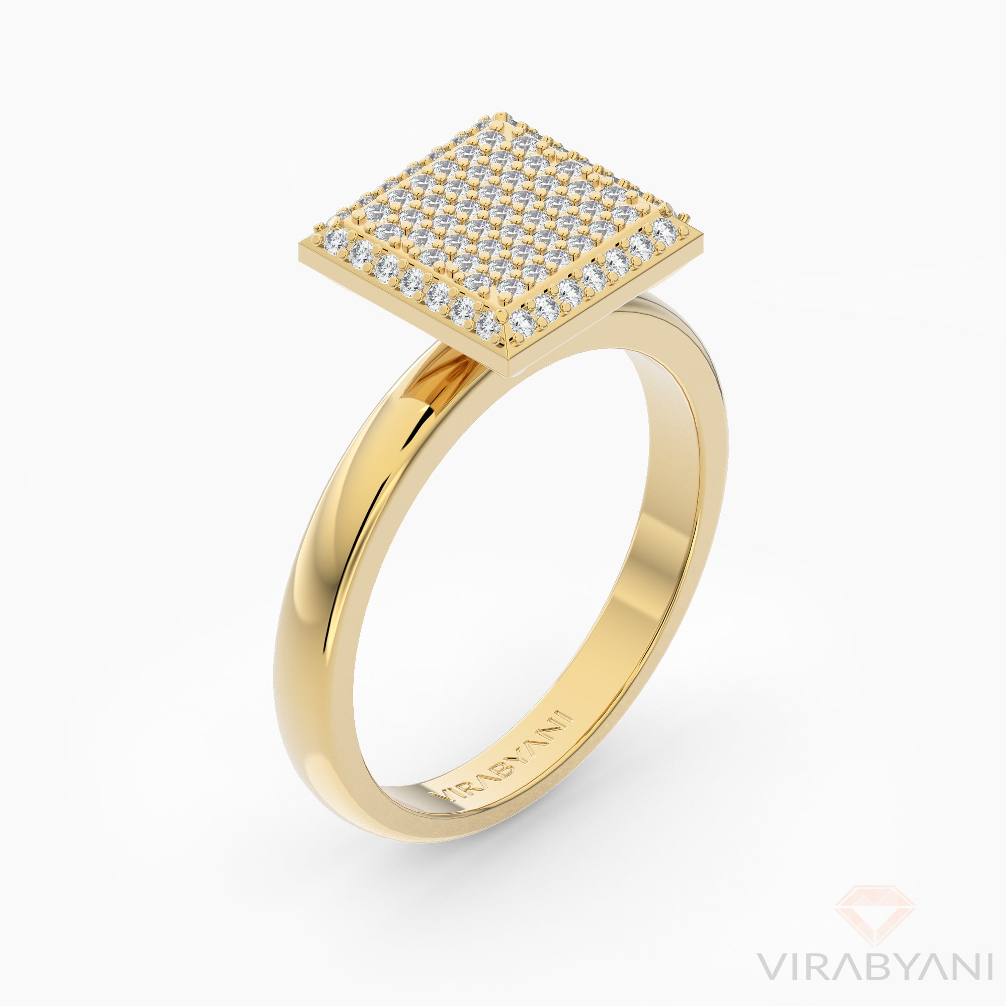 Square Shaped AMoré Pavé Ring With 0.58 ct. Diamonds-VIRABYANI