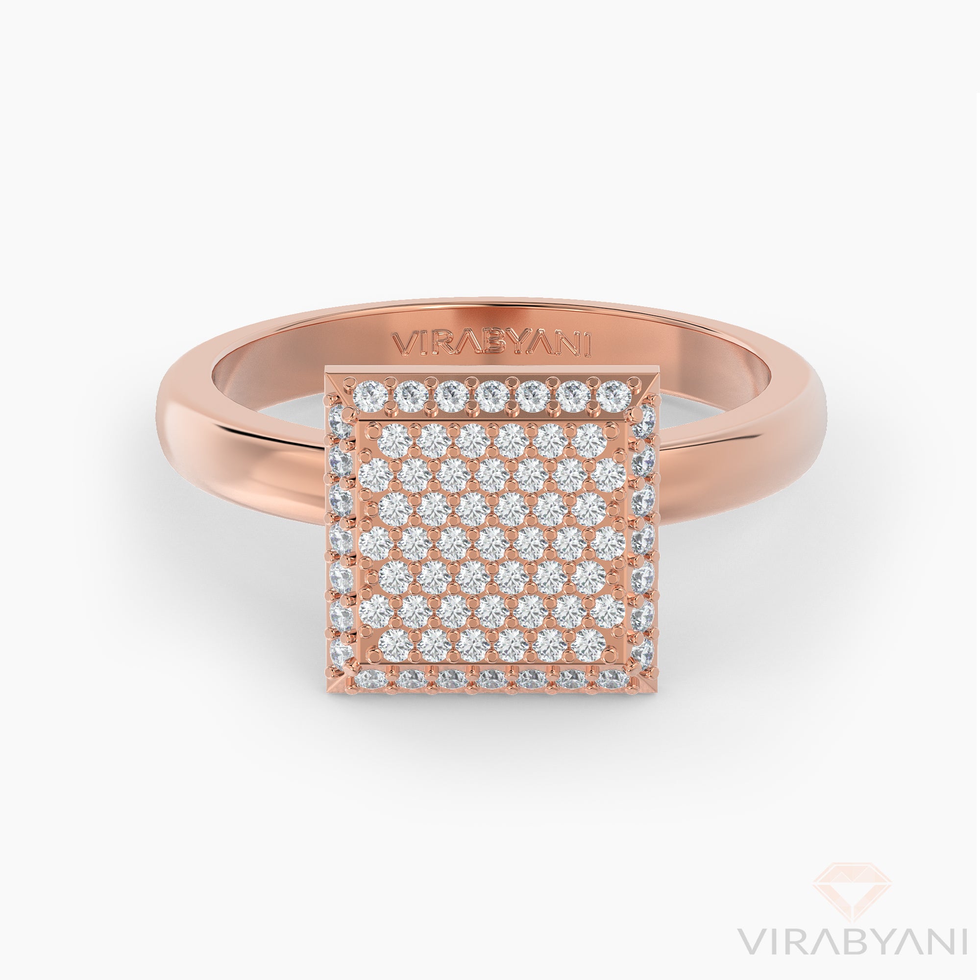 Square Shaped AMoré Pavé Ring With 0.58 ct. Diamonds-VIRABYANI