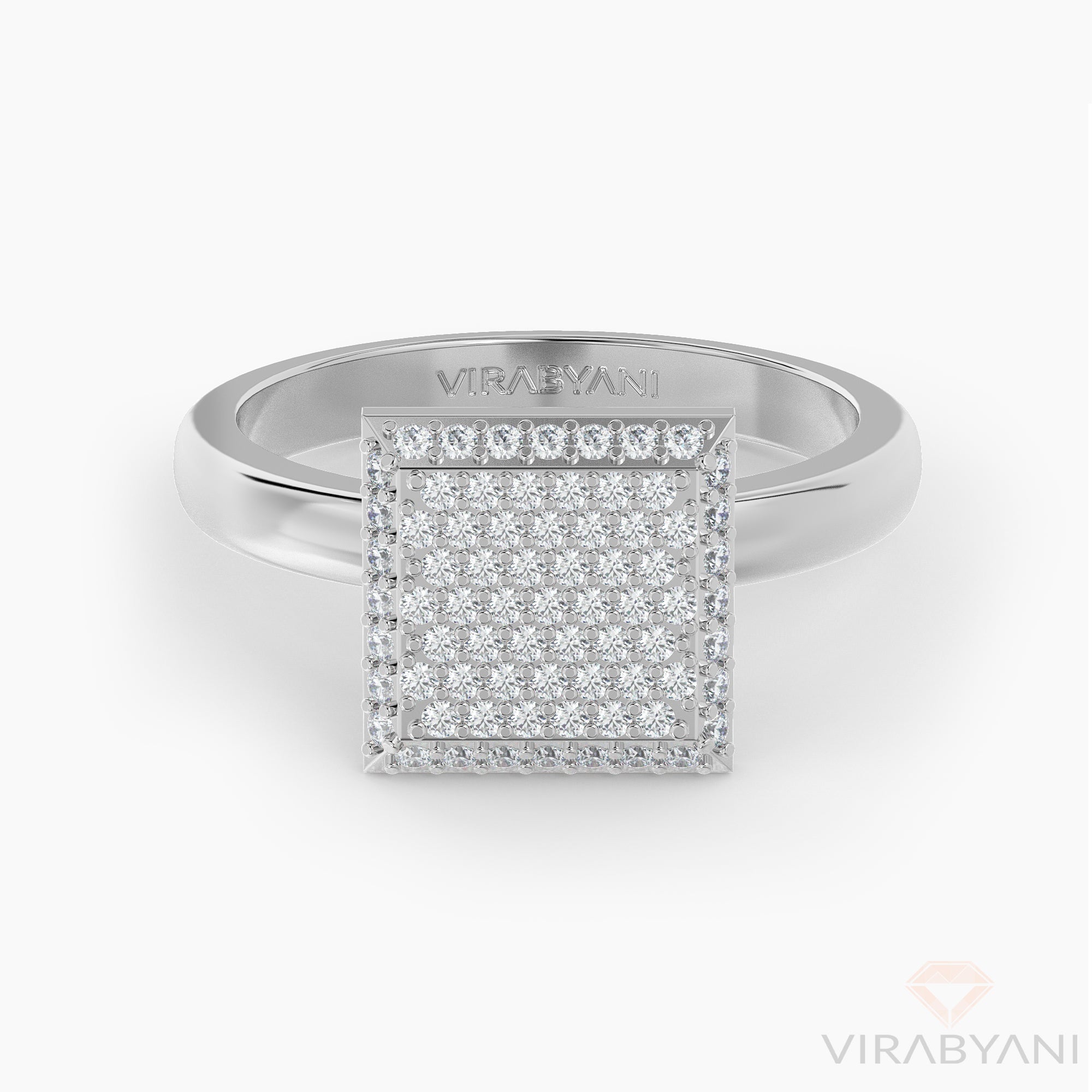 Square Shaped AMoré Pavé Ring With 0.58 ct. Diamonds-VIRABYANI