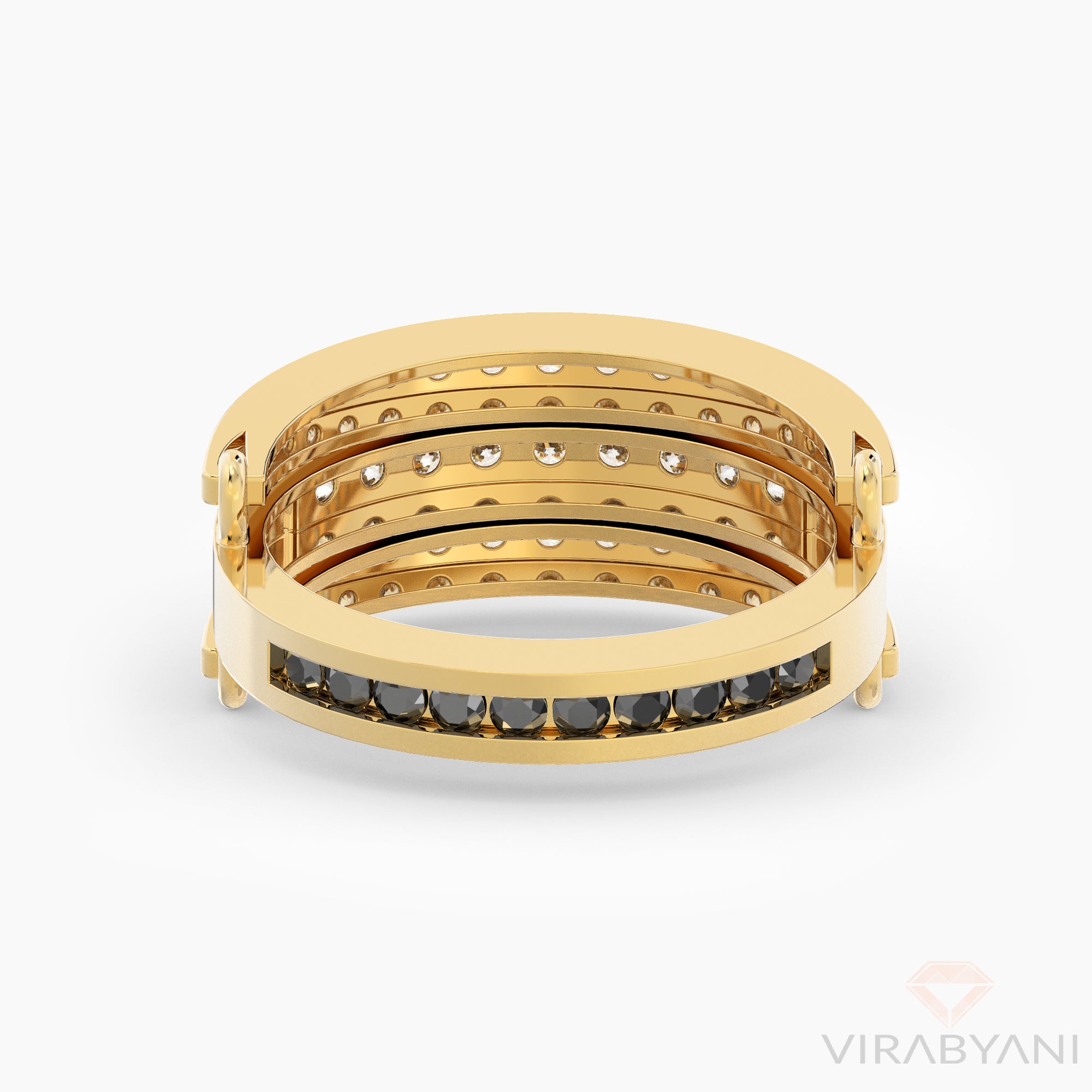White & Black Diamond Two in One Band With Diamond Wings-VIRABYANI
