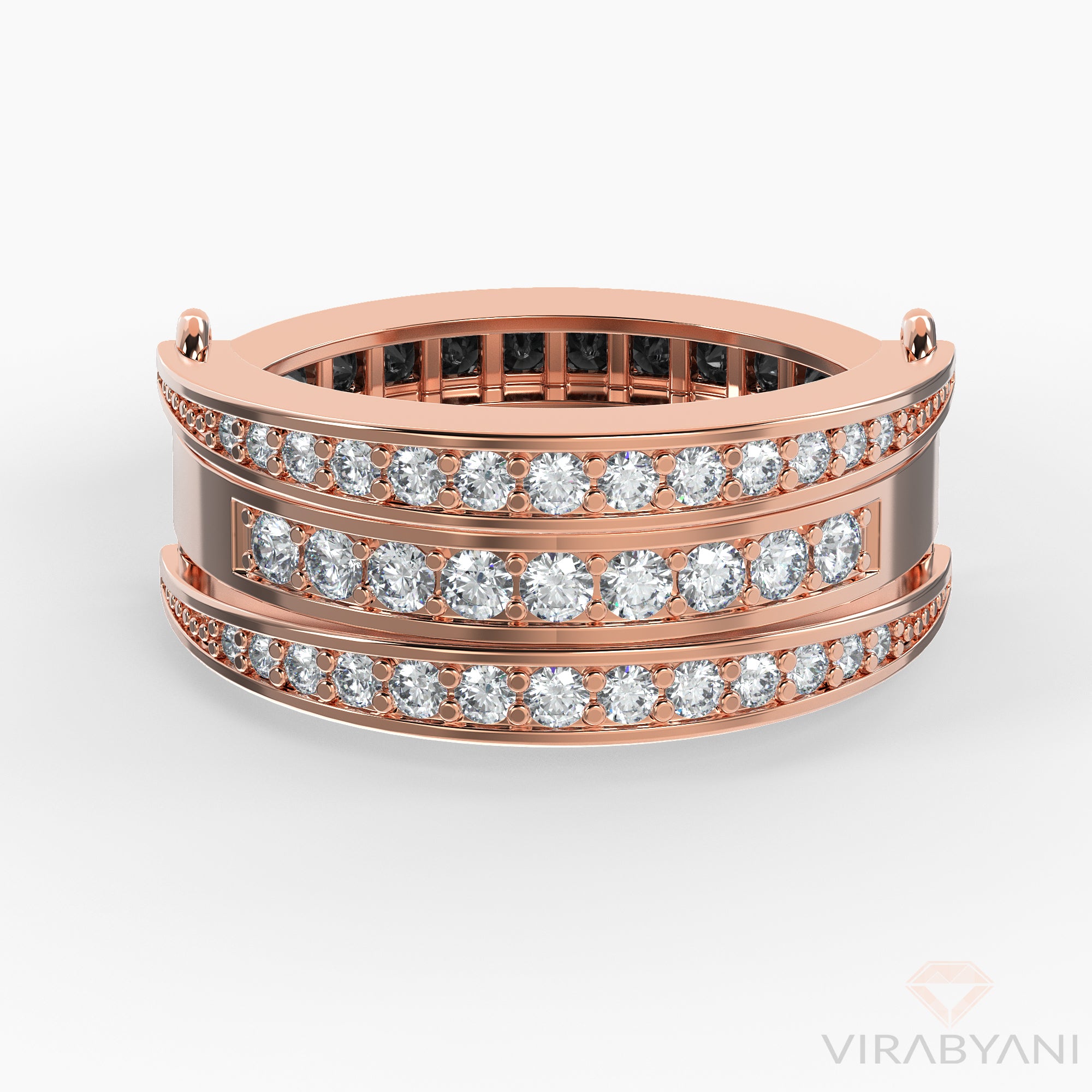 White & Black Diamond Two in One Band With Diamond Wings-VIRABYANI