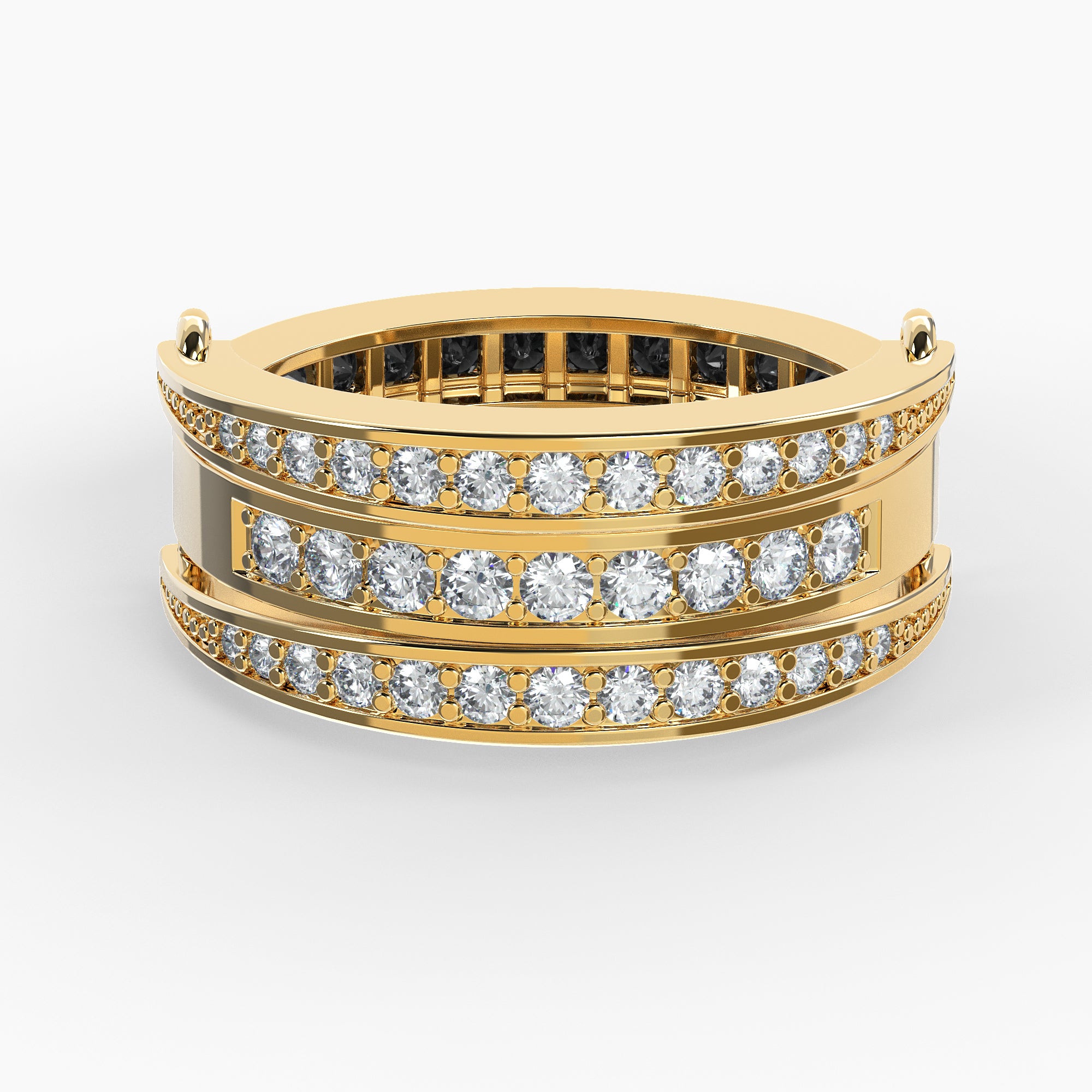 White & Black Diamond Two in One Band With Diamond Wings-VIRABYANI