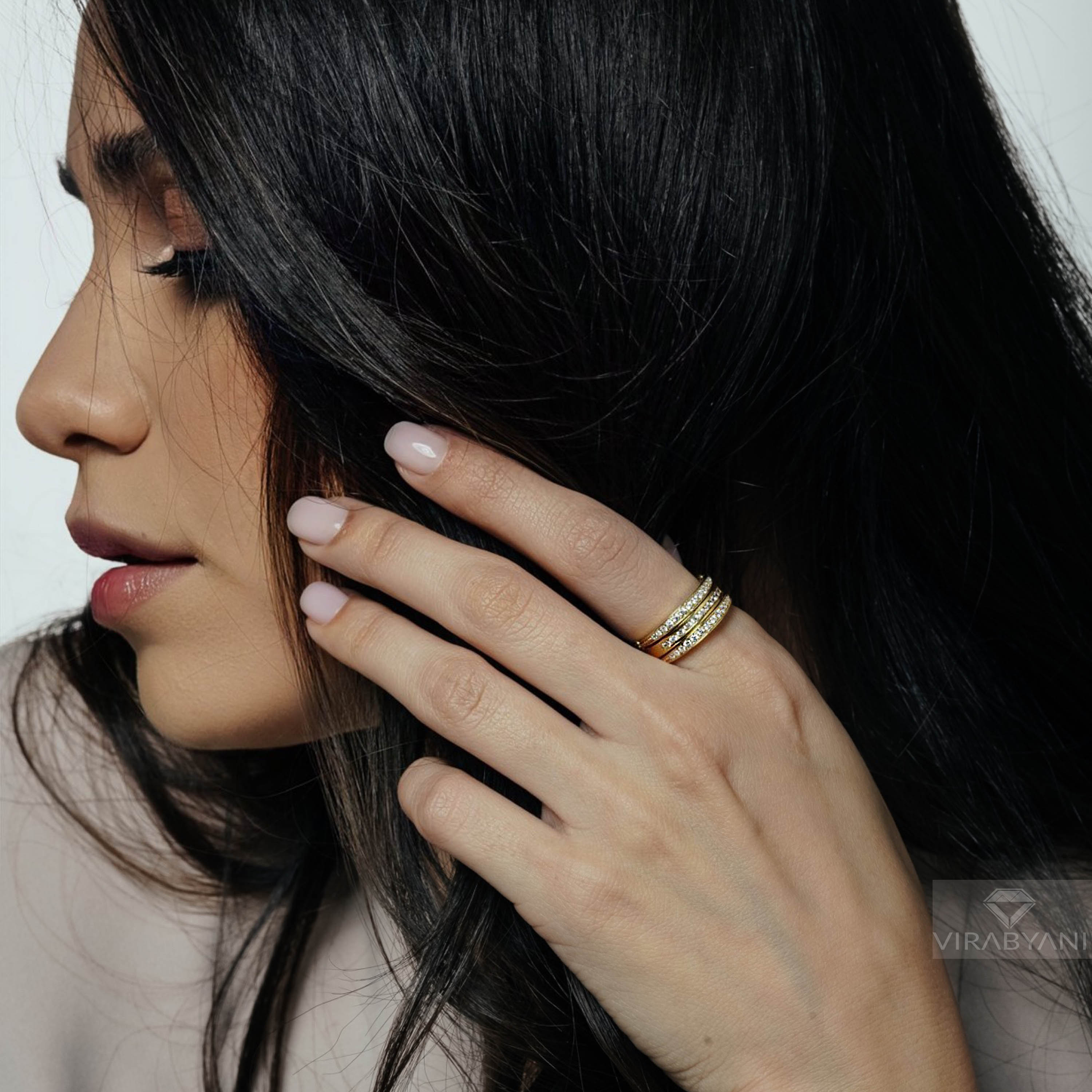 White & Black Diamond Two in One Band With Diamond Wings-VIRABYANI