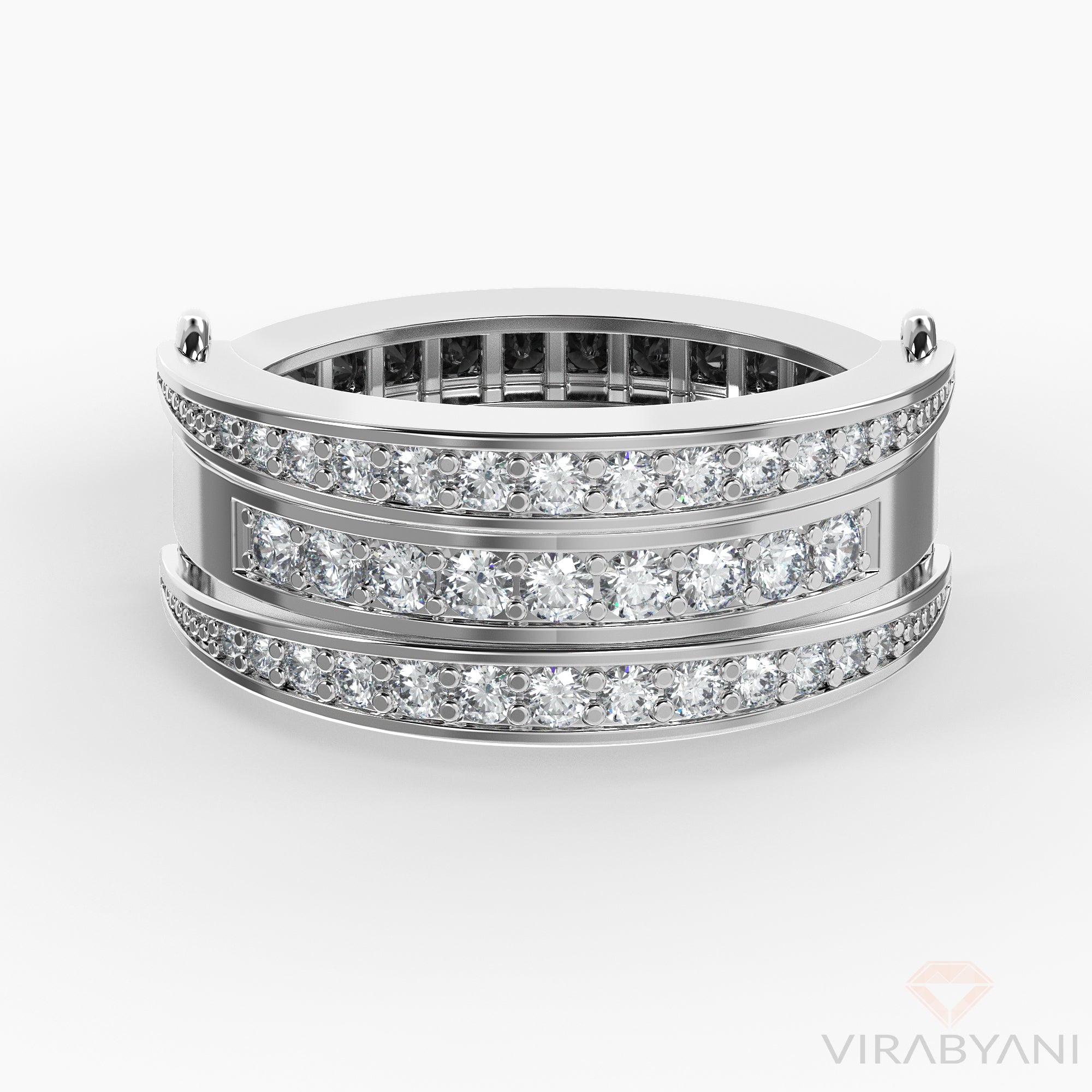 White & Black Diamond Two in One Band With Diamond Wings