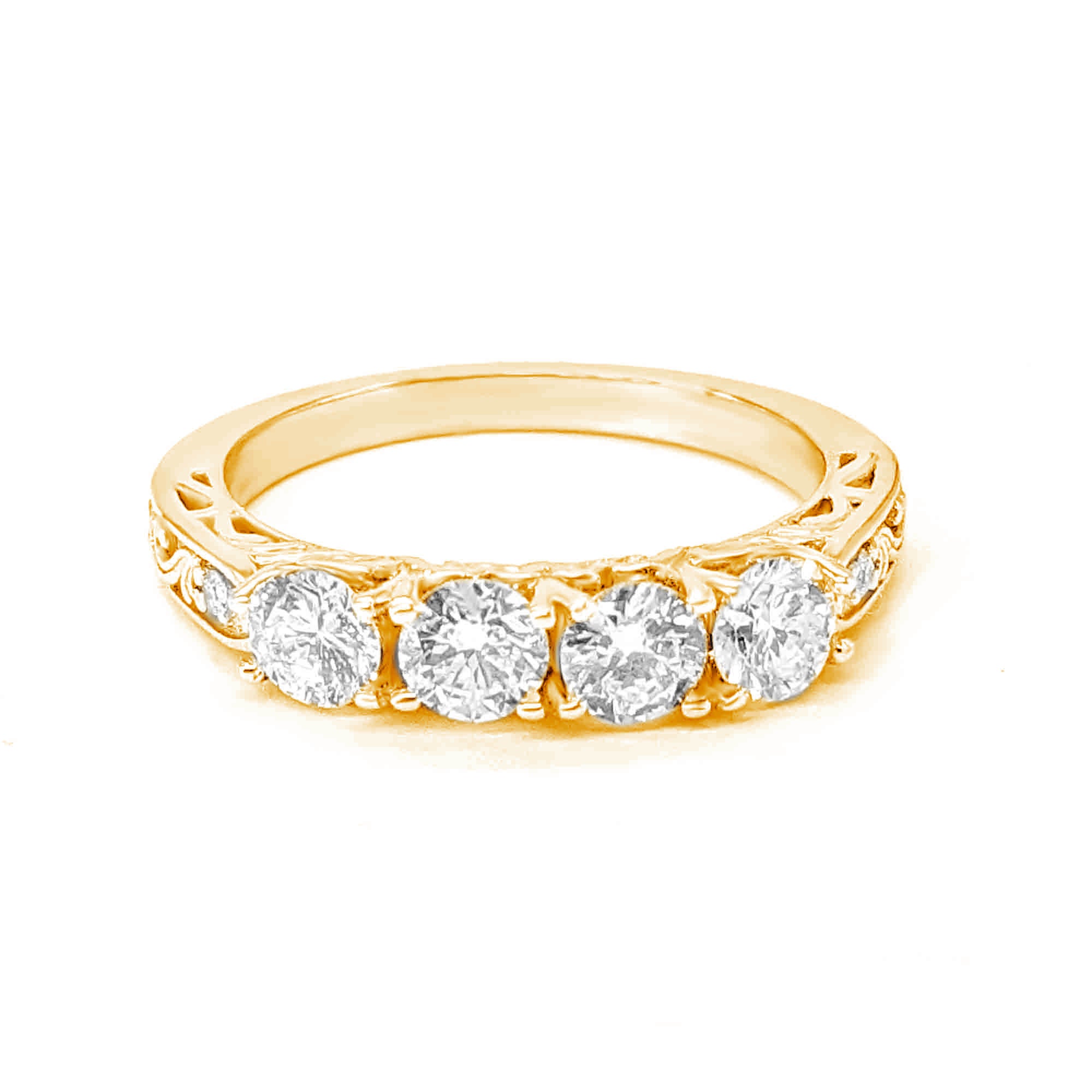 Vintage Inspired 1.0 ct. Diamond Wedding Band Four Stone-VIRABYANI
