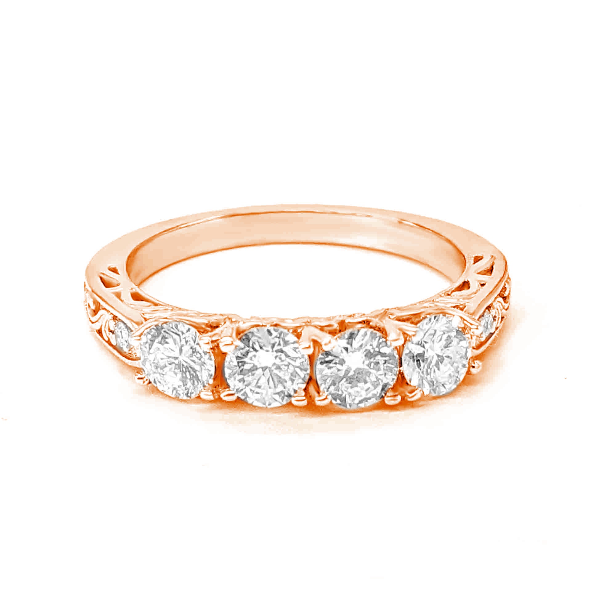 Vintage Inspired 1.0 ct. Diamond Wedding Band Four Stone-VIRABYANI